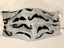 Load image into Gallery viewer, Face Mask - Grey Moustache (ADULT)