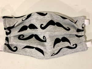 Face Mask - Grey Moustache (ADULT)