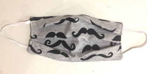 Face Mask - Grey Moustache (ADULT)