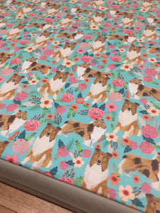 Collie Rough Memory Foam Crate Mat - Floral